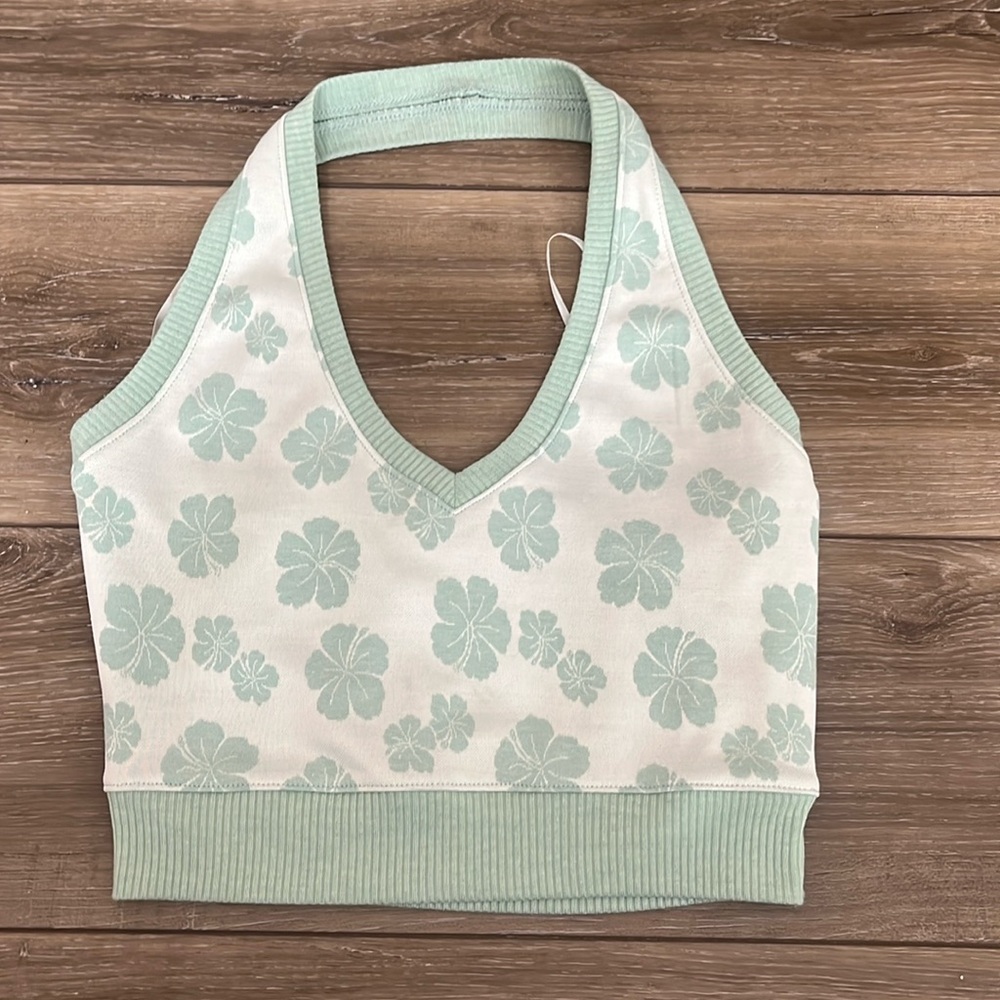 Blue tropical neck over top